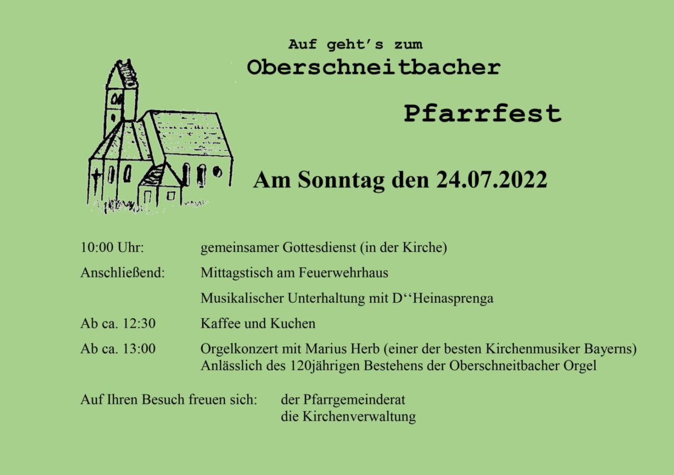 Pfarrfest in Oberschneitbach mit Orgelkonzert