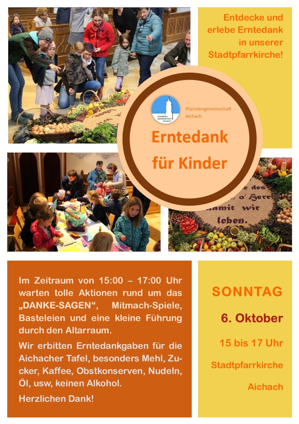 Kinder aufgepasst: Entdecke und erlebe Erntedank in unserer Stadtpfarrkirche!